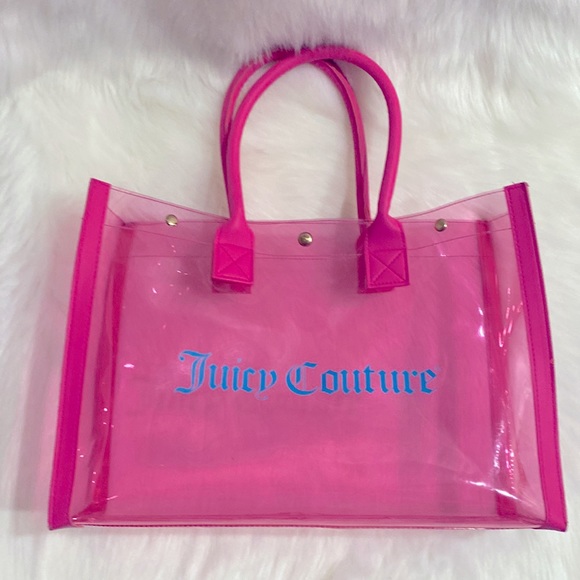 Juicy Couture Hot Pink Clear Tote Like New Excellent Condition - Picture 5 of 8